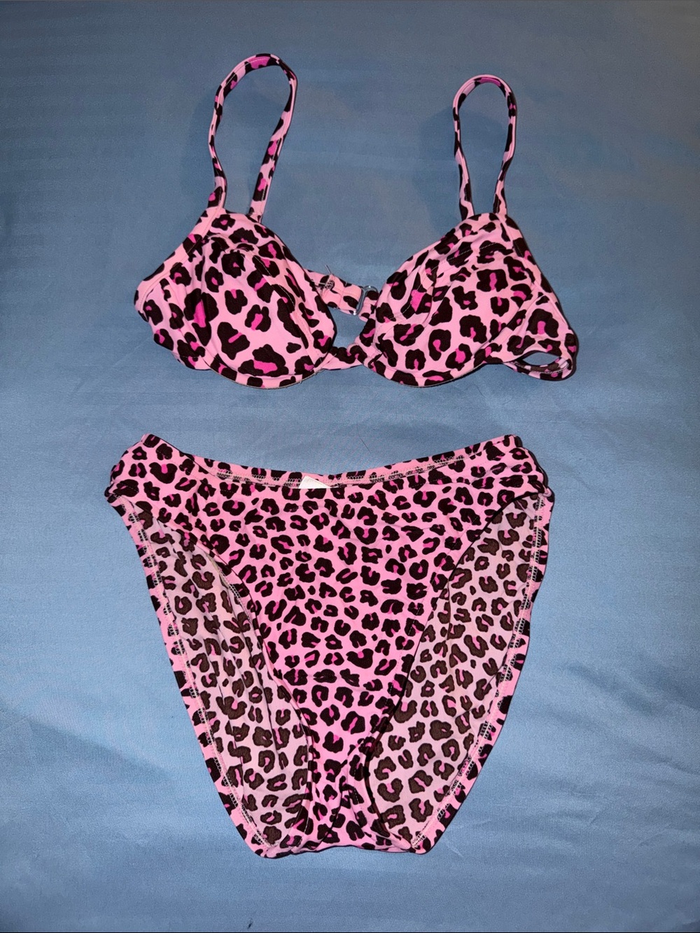 Victoria's Secret Pink and Black Leopard Underwire Bikini Set